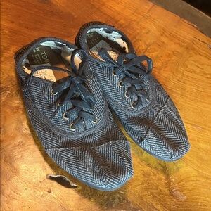 TOMS Cordones Grey Herringbone Lace-Up Casual Sneakers Size w8